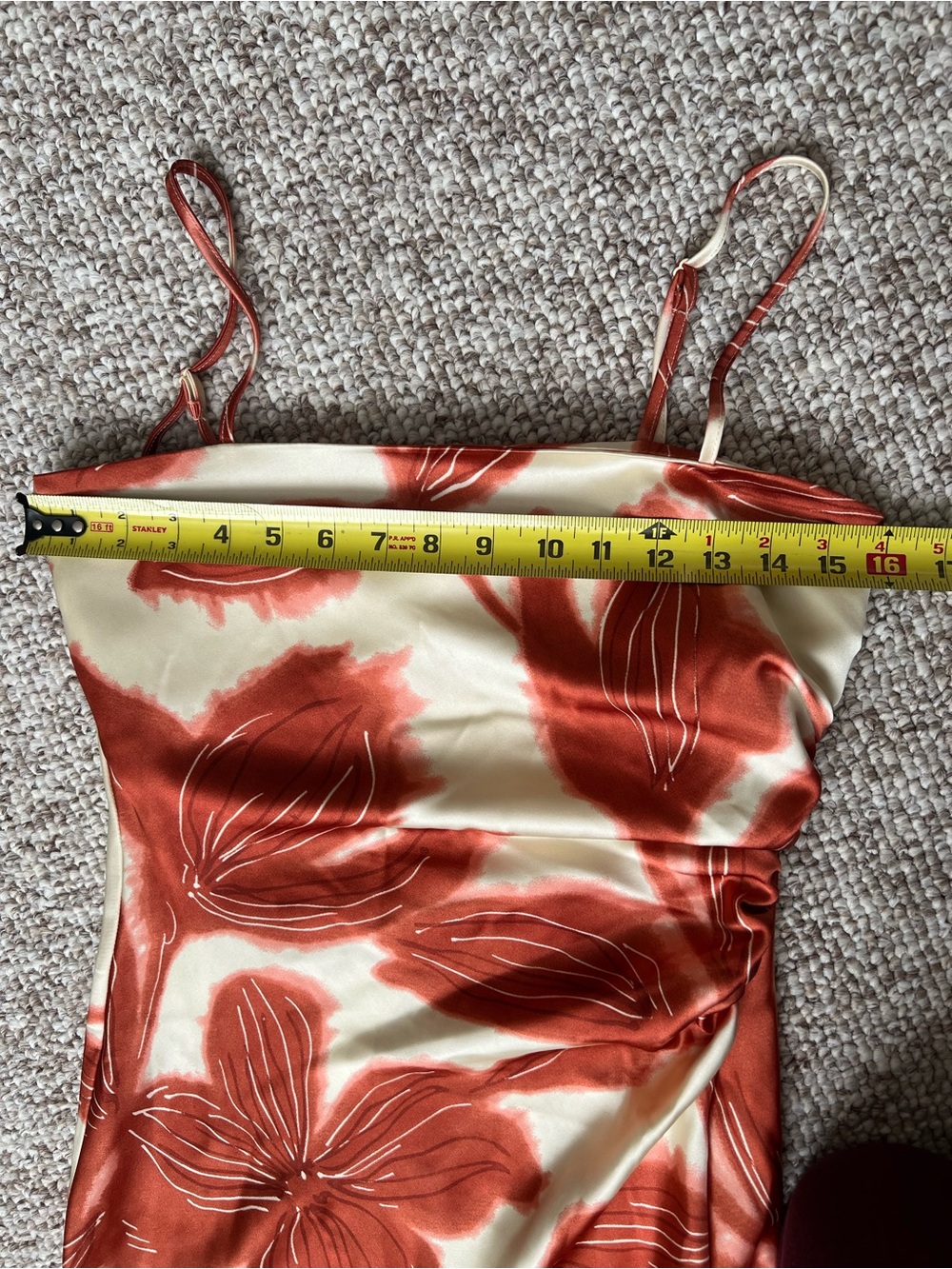 House of Harlow 1960 Spaghetti-Strap Floral Midi Dress in Cream and Rust - Picture 14 of 16